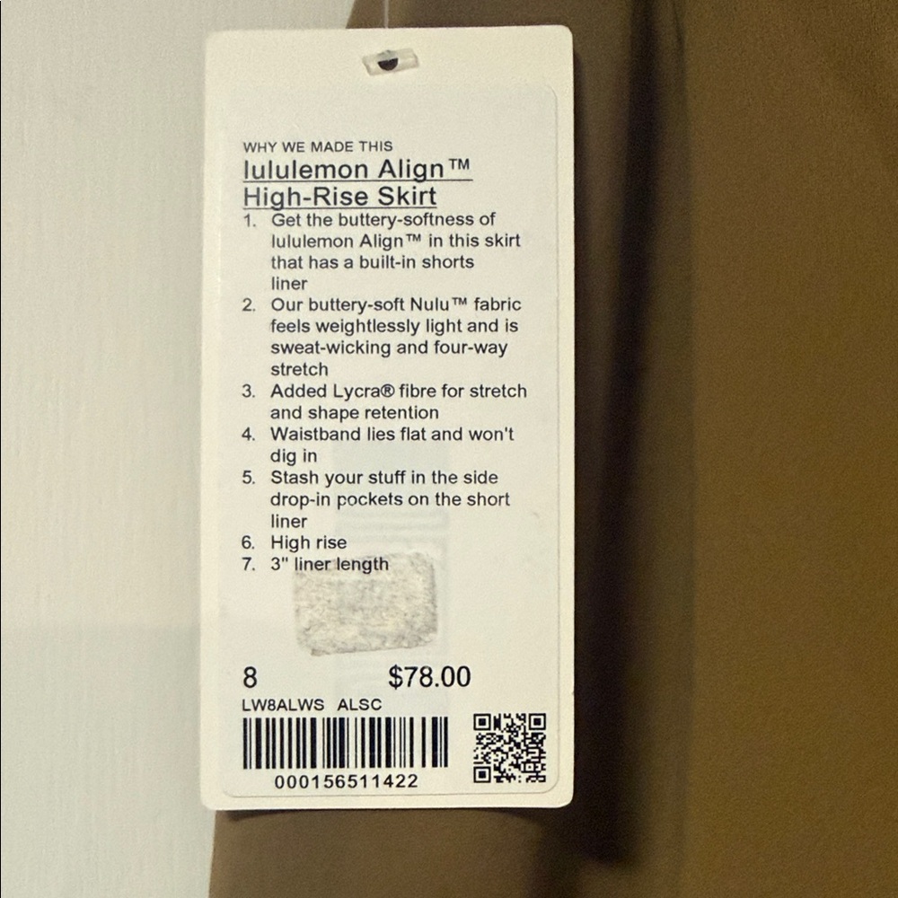 NWT Lululemon Align high rise skirt, size 8- color Allspice - Picture 2 of 10